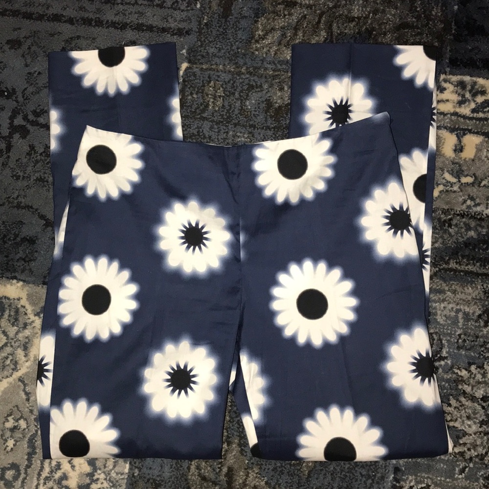 PRADA Floral Pants Designer size 40 Blue & White